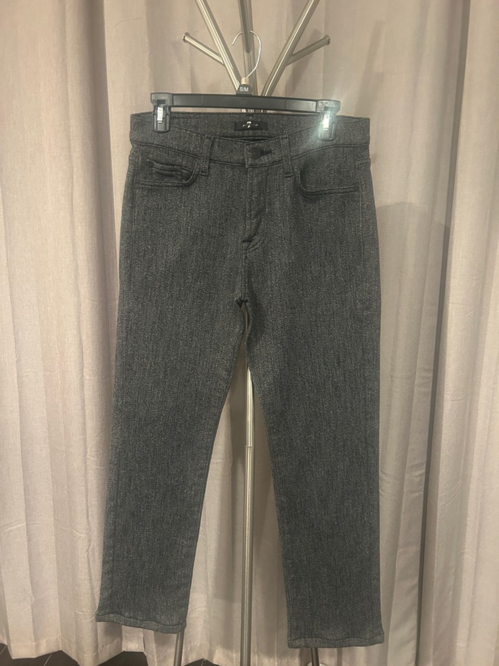 7 For All Mankind Straight Jeans in Charcoal waist 30 inches. Inseam 28.